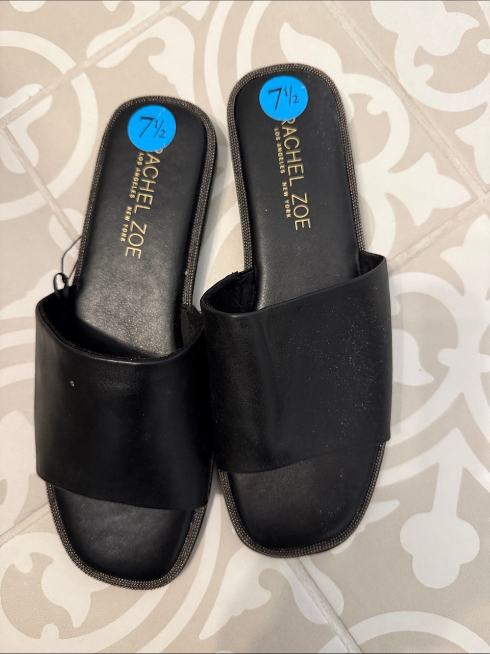 Rachel Zoe Black Leather Slide Mules